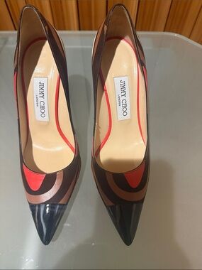 Jimmy Choo Brown, Red & Black Pointed-Toe Pumps